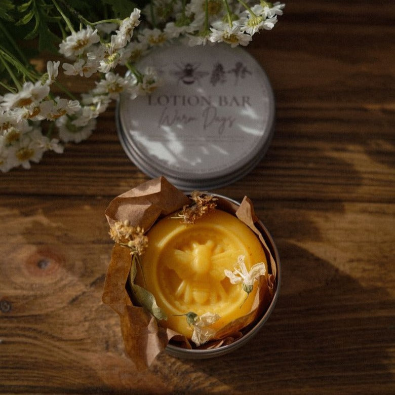 Lotion solide pour le corps à base de cire d'abeille "Warm Days" - lotion corporelle - naturel - organique - lotion hydratante