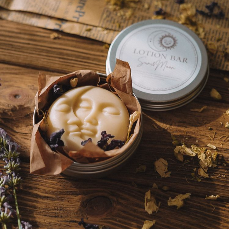 Lotion solide pour le corps à base de cire d'abeille "Sun & Moon" - lotion corporelle - naturel - organique - lotion hydratante